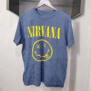 Nirvana Blue Crew Neck Concert Tshirt Size Large